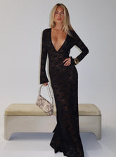 Delwyn Lace Backless Maxi Dress Black