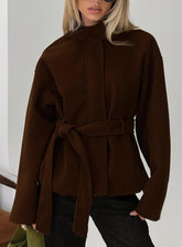 Tameeka Funnel Neck Coat Brown