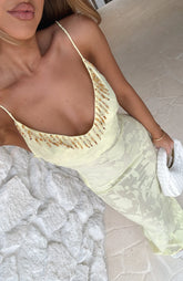 Lust For Life Embellished Trim Maxi Dress Lemon