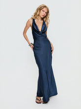 Aubrienna Cowl Neck Maxi Dress Navy