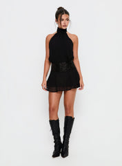 Zenayda Drop Waist Sequin Mini Dress Black