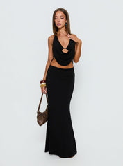 Almira Halter Plunge Maxi Dress Black