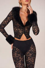 Laced Capri Trousers in Black