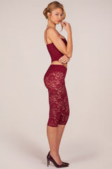 Laced Capri Trousers in Cherry Red