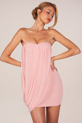 Bandeau Draped Mini Dress in Blush Pink