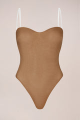 Strapless Bodysuit in Almond