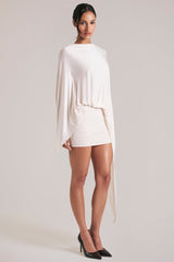 Draped Cape Mini Dress in Ivory