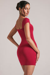 Sweetheart Neckline Mini Dress in Cherry Red