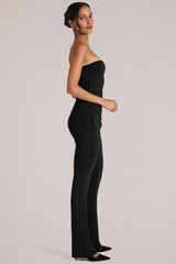 Mid-Rise Fitted Trousers in Black