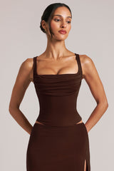 Square-Neck Top in Chocolate Brown