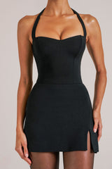 Longline Halterneck Top in Black