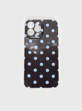 Ferrera iPhone Case Dark Brown / Blue Polka