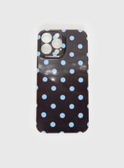 Ferrera iPhone Case Dark Brown / Blue Polka