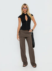 Yalanda Cut Out Collared Top Black