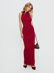 Keysha Halter Maxi Dress Deep Red