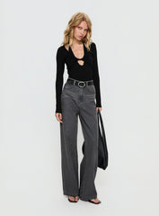 Tulia Long Sleeve Layered Bodysuit Black