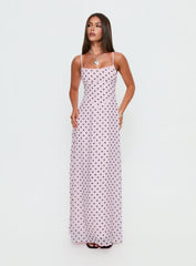 South of France Maxi Dress Pink Polka Dot