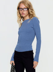 Nyren Low Back Boatneck Long Sleeve Top Navy Stripe