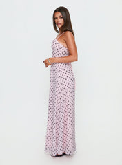 South of France Maxi Dress Pink Polka Dot