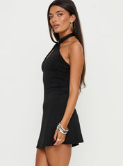 Daryna Halter Keyhole Mini Dress Black