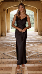 Yasmeen Tie Front Maxi Dress - Black