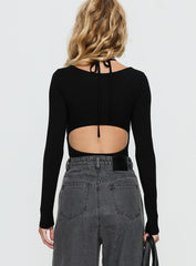 Tulia Long Sleeve Layered Bodysuit Black