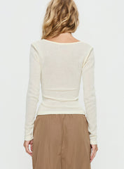 Cassidey Cross Front Long Sleeve Top Cream