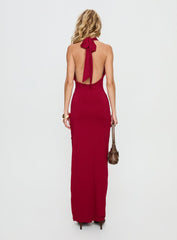 Keysha Halter Maxi Dress Deep Red