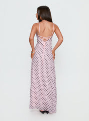 South of France Maxi Dress Pink Polka Dot