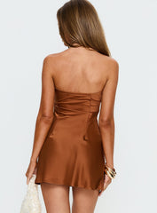 Kaylanie Strapless Sequin Mini Dress Bronze
