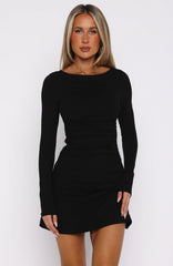 Take A Breath Long Sleeve Mini Dress Black