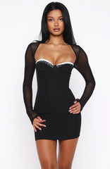 Get Into It Long Sleeve Mini Dress Black