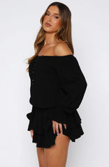 Let Me Long Sleeve Mini Dress Black
