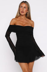 Dreaming Of Yesterday Long Sleeve Mini Dress Black