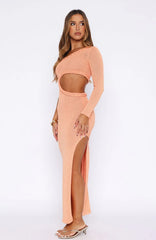 Dusk To Dawn Knit Maxi Dress Sunset Orange