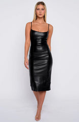 Next Level Only PU Midi Dress Black
