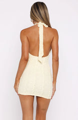 Soul Sister Halter Mini Dress Cream
