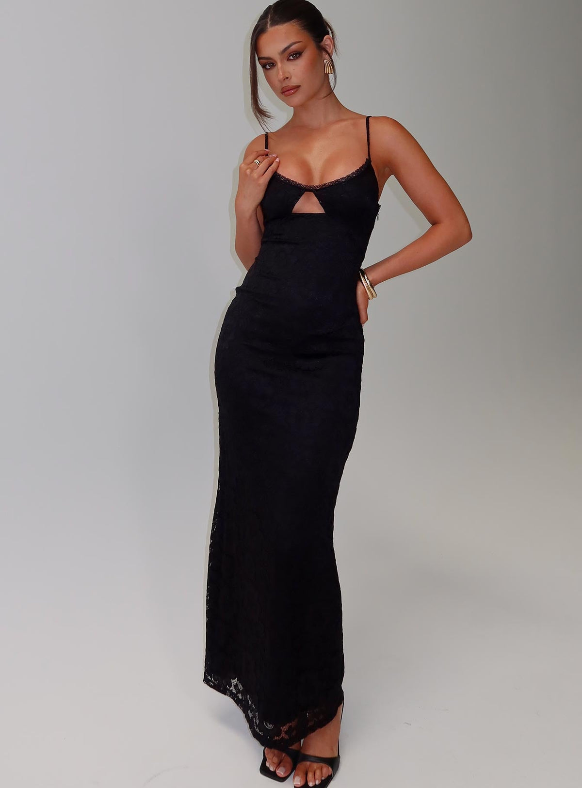 Alannis Lace Maxi Dress Black
