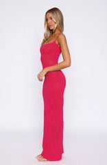 Deep Love Knit Maxi Dress Fuschia