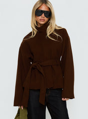 Tameeka Funnel Neck Coat Brown