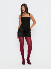 Ryana Corset Drape Mini Dress Black