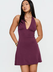 Tinisie Halter Mini Dress Currant
