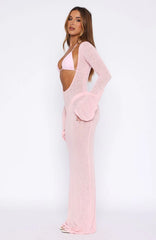 Malta Mermaids Long Sleeve Maxi Dress Blush Pink
