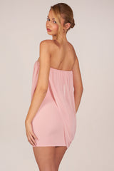 Bandeau Draped Mini Dress in Blush Pink