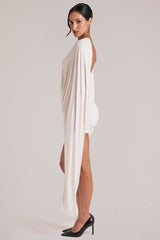Draped Cape Mini Dress  in Ivory