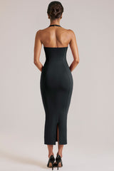 Halterneck Midaxi Dress in Black