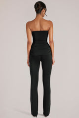 Mid-Rise Fitted Trousers  in Black