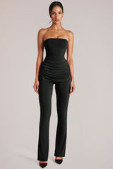 Mid-Rise Fitted Trousers  in Black