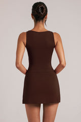 Square-Neck Top  in Chocolate Brown