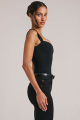 Sweetheart-Neck Bodysuit in Black
